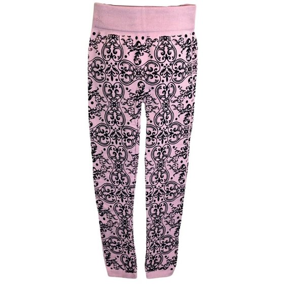 shosho Pants - 𝅺black Flocked Light Purple Lined Leggings